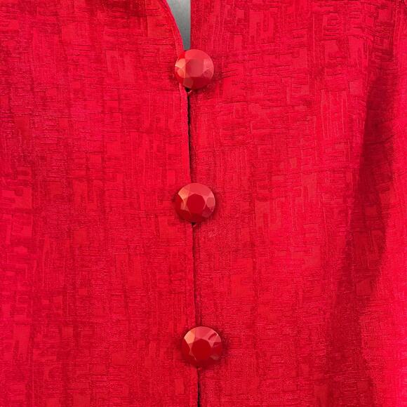 Laura Ashley Woman Jacket 1X Red Blazer Button Front Textured Long Sleeve Lined - Picture 3 of 8